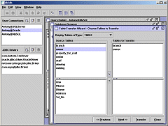 Transfer of tables definitions and data - Click for bigger image (new window)